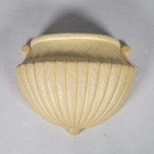 Vintage Homco Ribbed Wall Pocket, Cream, Made in USA, 1982